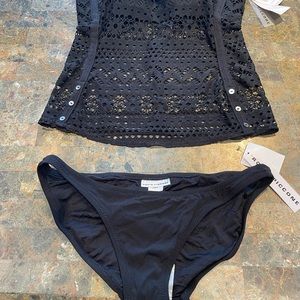 Robin Piccone black 2 piece bathing suit Size Large, Runs small